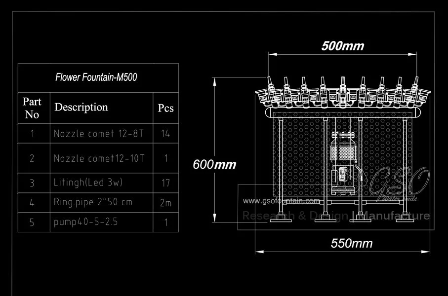 Ready-made M50 flower-effect fountain package
