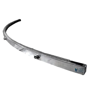 Curved rain-curtain fountain (falling-water fountain)