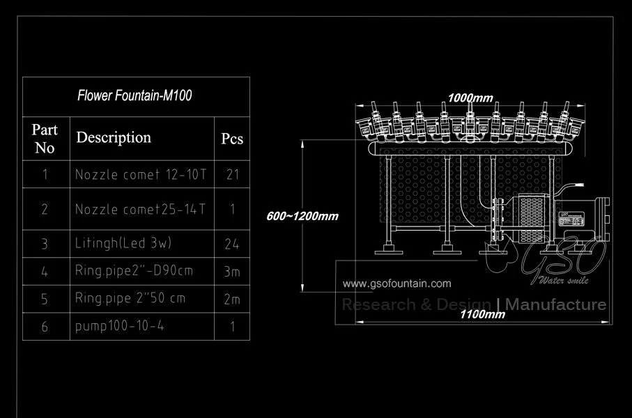 Ready-made M100 flower-effect fountain package